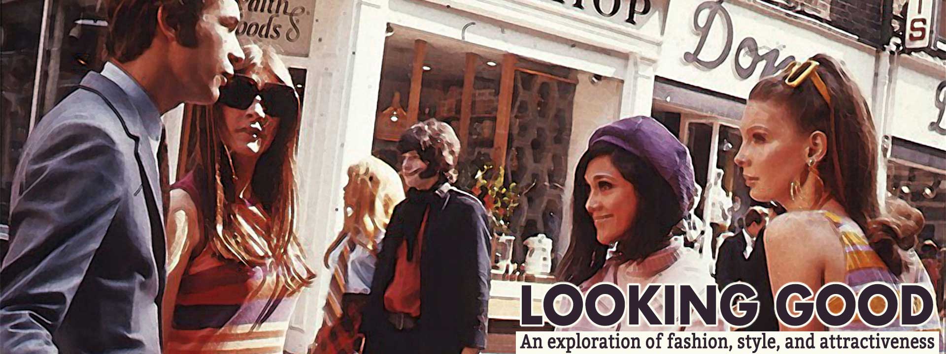 Vintage photo of a stylish and colorfully dressed group in a downtown setting. Image from The Commons on Flickr.